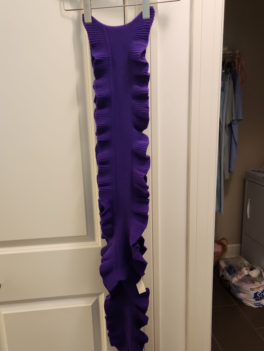 Talbots Purple Ruffled Knit Scarf